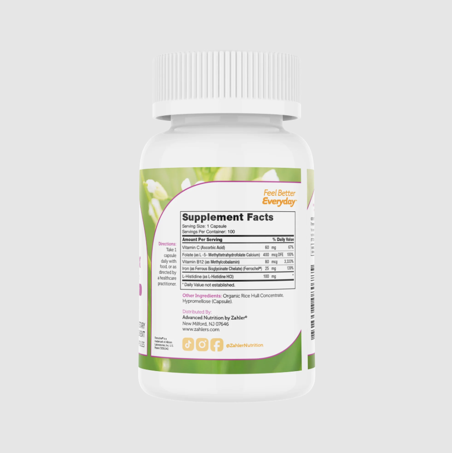 Zahler Iron Supplement with Vitamin C for Women and Men - High Absorption 100 Count