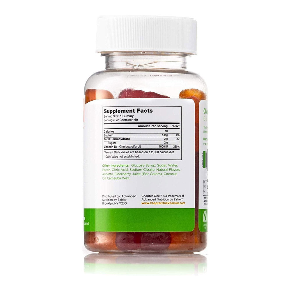 Zahler - Chapter One Vitamin D3 1000 IU Gummies for Kids & Adults (60 Count) - Certified Kosher