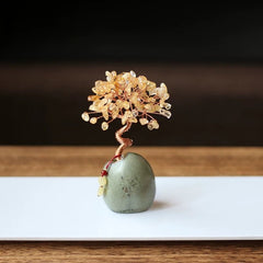 Natural Citrine Money Tree – Crystal Bonsai for Desk, Office & Tea Table