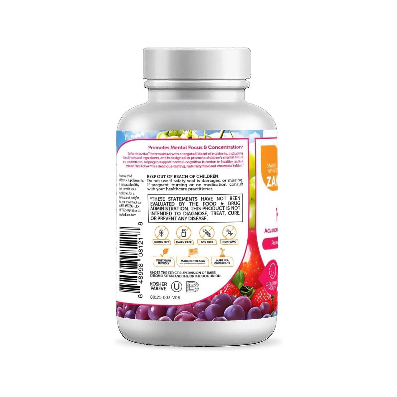 Zahler KidsActive, Kids Chewable Concentration Formula, 180 Fruit Punch Flavored Tablets