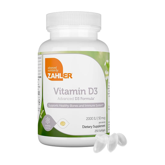 Zahler - Advanced Vitamin D3 2000 IU Softgels (250 Count) for Immune Support, Bone, Teeth & Muscle Health