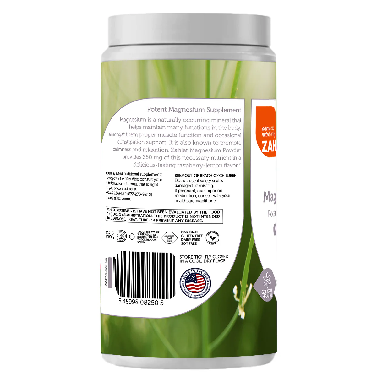 Zahlers Magnesium Citrate Powder - Raspberry Lemon Flavor - 8.5 oz