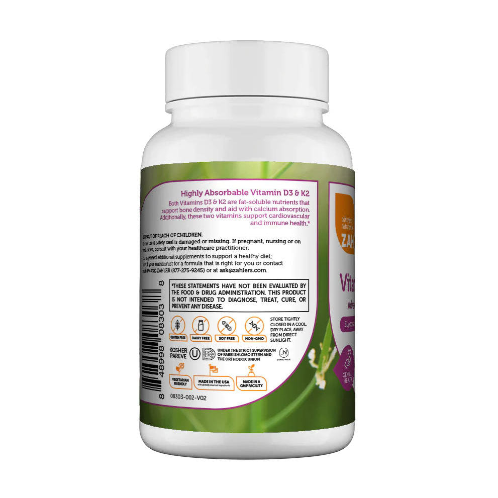 Zahler Vitamin D3 & K2 Advanced D3 & K2 Formula Supports Bone Density & Calcium Absorption, 60 Capsules