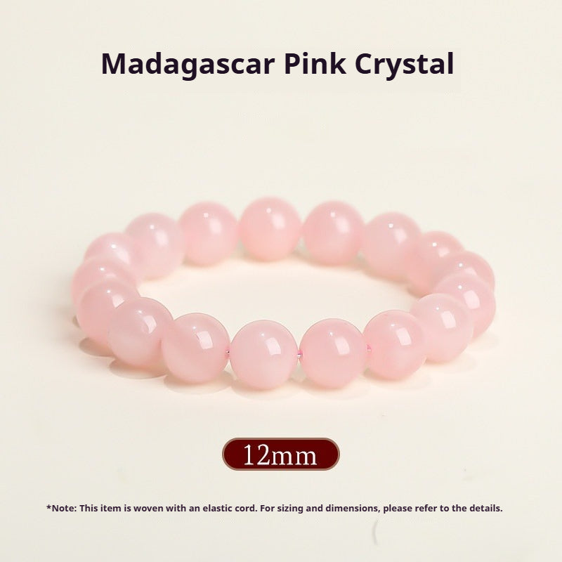 Natural Rose Quartz Bracelet – Pink Crystal Beaded Stretch Bangle for Friendship & Love (6/8/10/12mm) Madagascar Pink Crystal 12MM