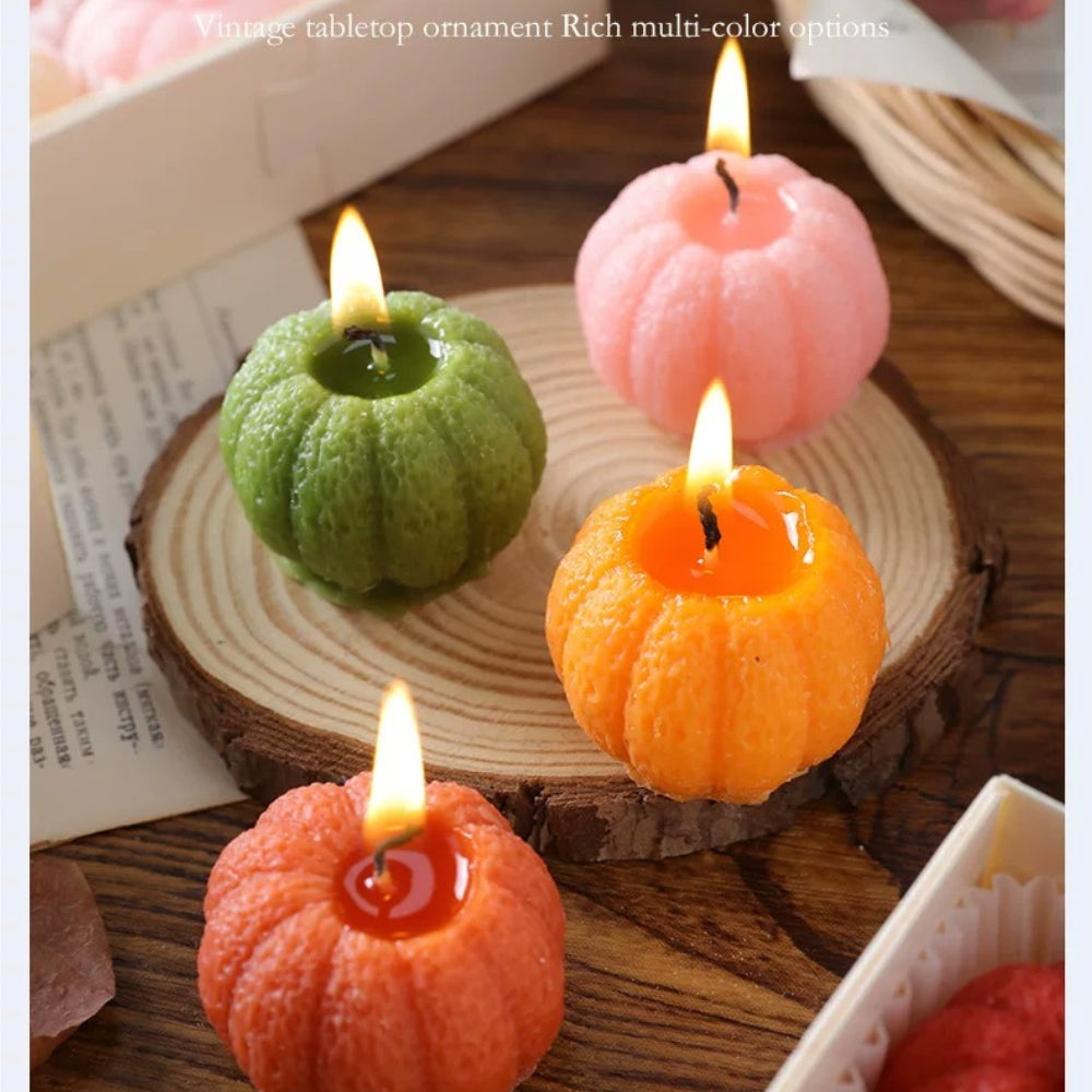 Pumpkin Scented Candle Gift Box – Faux Fruit Decor, Halloween & Thanksgiving Table Centerpiece