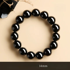 Natural Red Agate & “Ink Jade” Bracelet – Authentic Gemstone Bead Strand for Women Black Agate 14MM