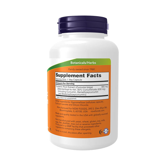 NOW Foods Supplements, Turmeric Curcumin, Derived from Turmeric Root Extract, Herbal Supplement, 120 Veg Capsules