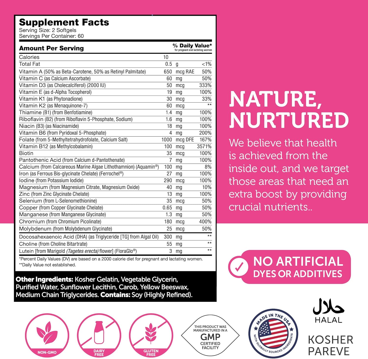 Zahler Prenatal Vitamin with DHA & Folate - DHA Supplements & Prenatal Multivitamin for Mother and Child Pre Natal Softgels (120 Count (Pack of 1))