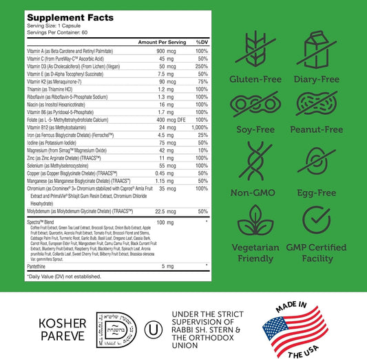 Zahler - One Daily Vegan Multivitamins for Women & Men (60 Count) Kosher Essential Vitamins & Minerals with Whole Food Spectra Blend