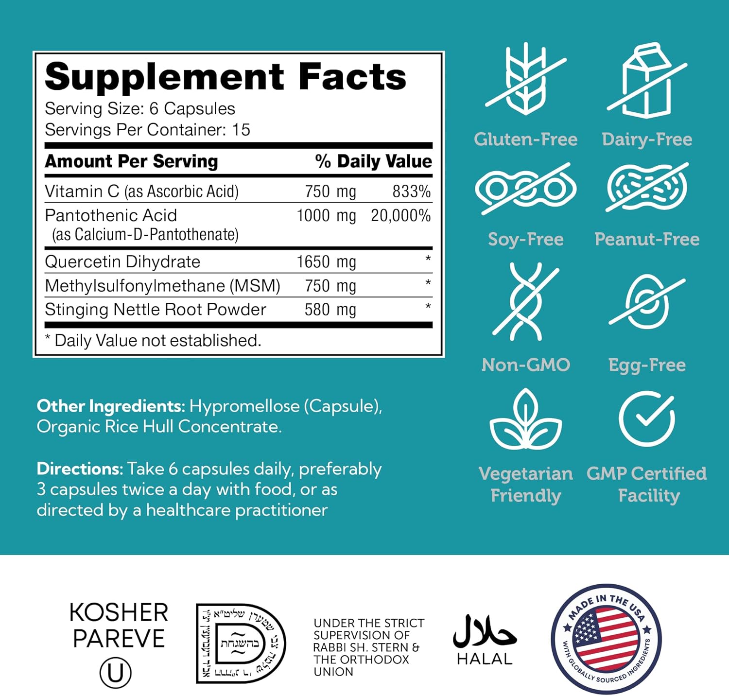Zahler AllerBreez Immune System Support Formula with Vitamin C, Quercetin, Vitamin B5, MSM & Stinging Nettle (90 Capsules)