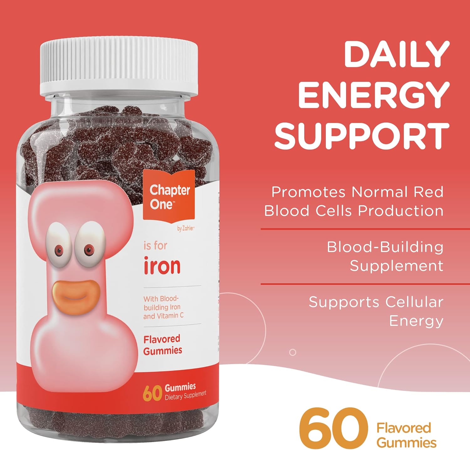Zahler Iron Gummies with Vitamin C for Kids & Adults - 60 Count