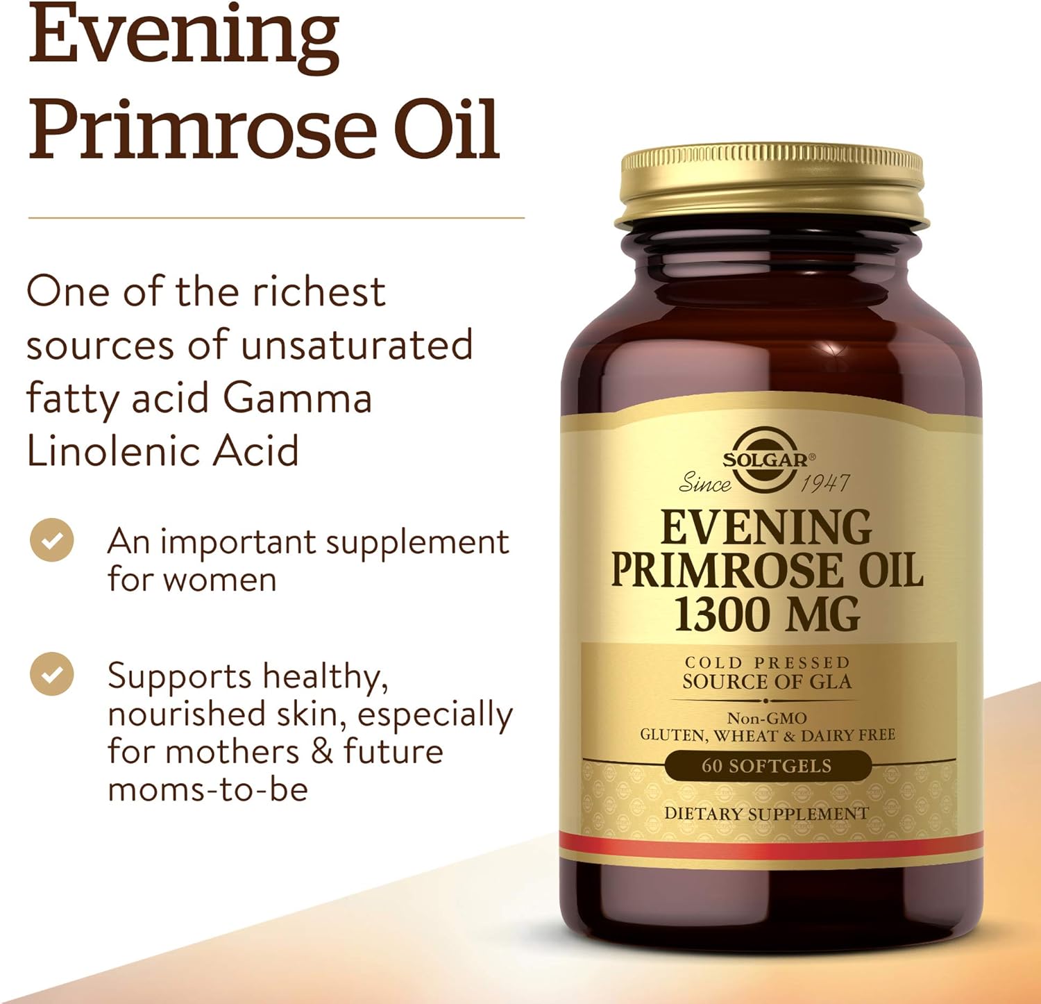 Solgar Evening Primrose Oil 1300 mg, 60 Softgels - Promotes Healthy Skin & Cardiovascular Health