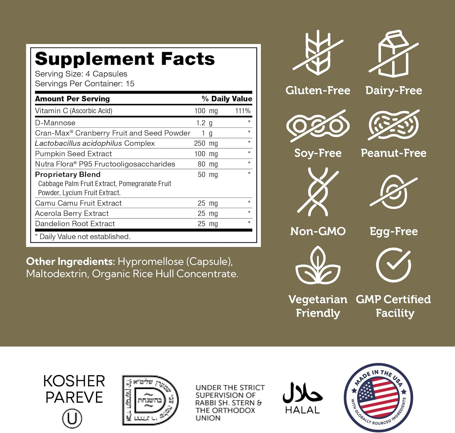 Zahler Revolution - Complete Womens Urinary Tract Health Formula with Probiotics - UTI Pills - 1200mg D-Mannose and Cranberry Supplement -(60 Capsules)