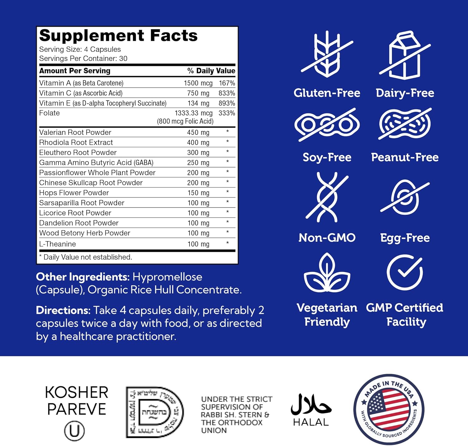 Zahler, StressMaster™, Natural Relaxation & Calm Mood Support Formula 120 Capsules