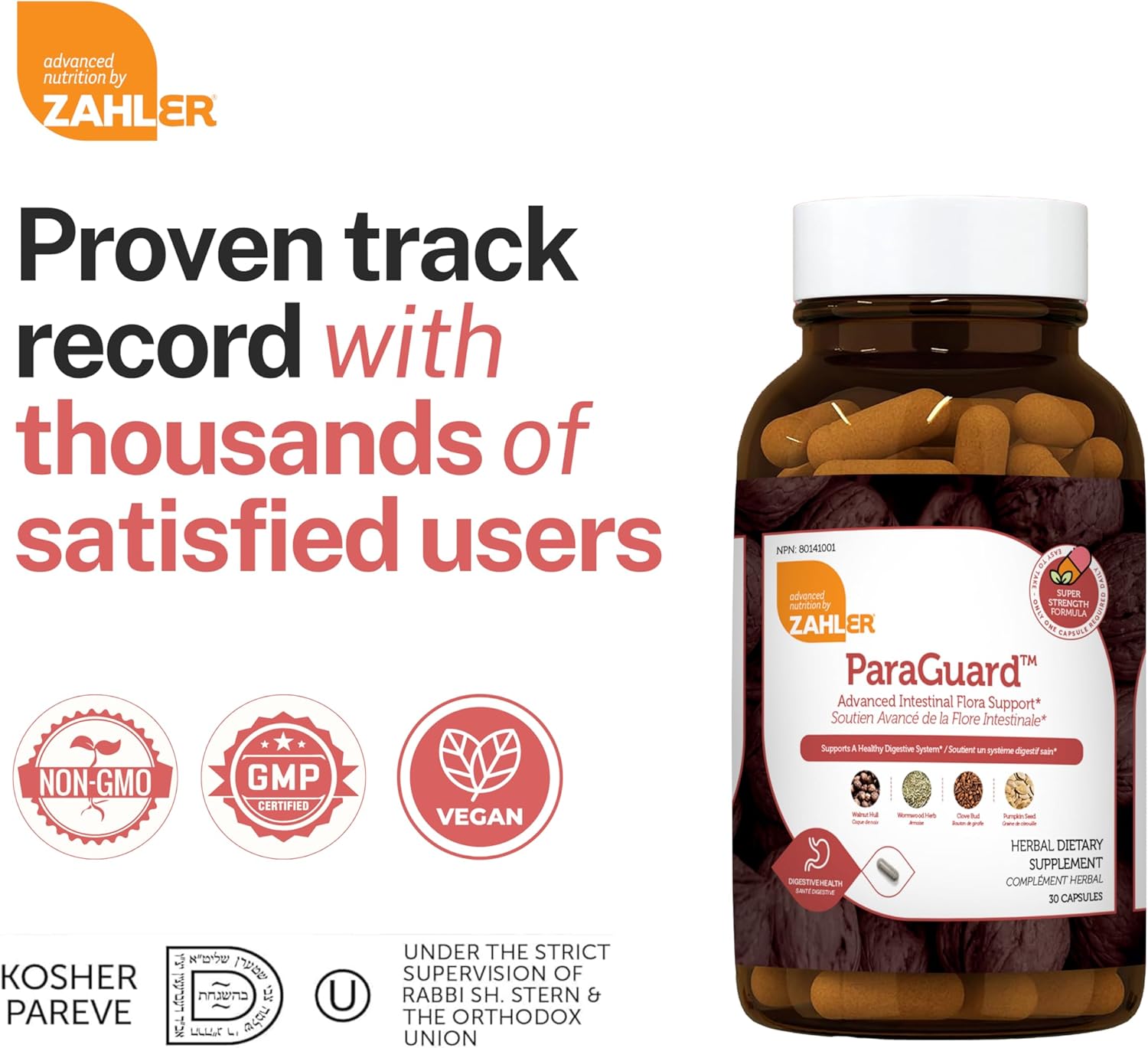 Zahler - ParaGuard Capsules - Gut Health Supplement - Natural Support for Humans - Certified Kosher 30 Count