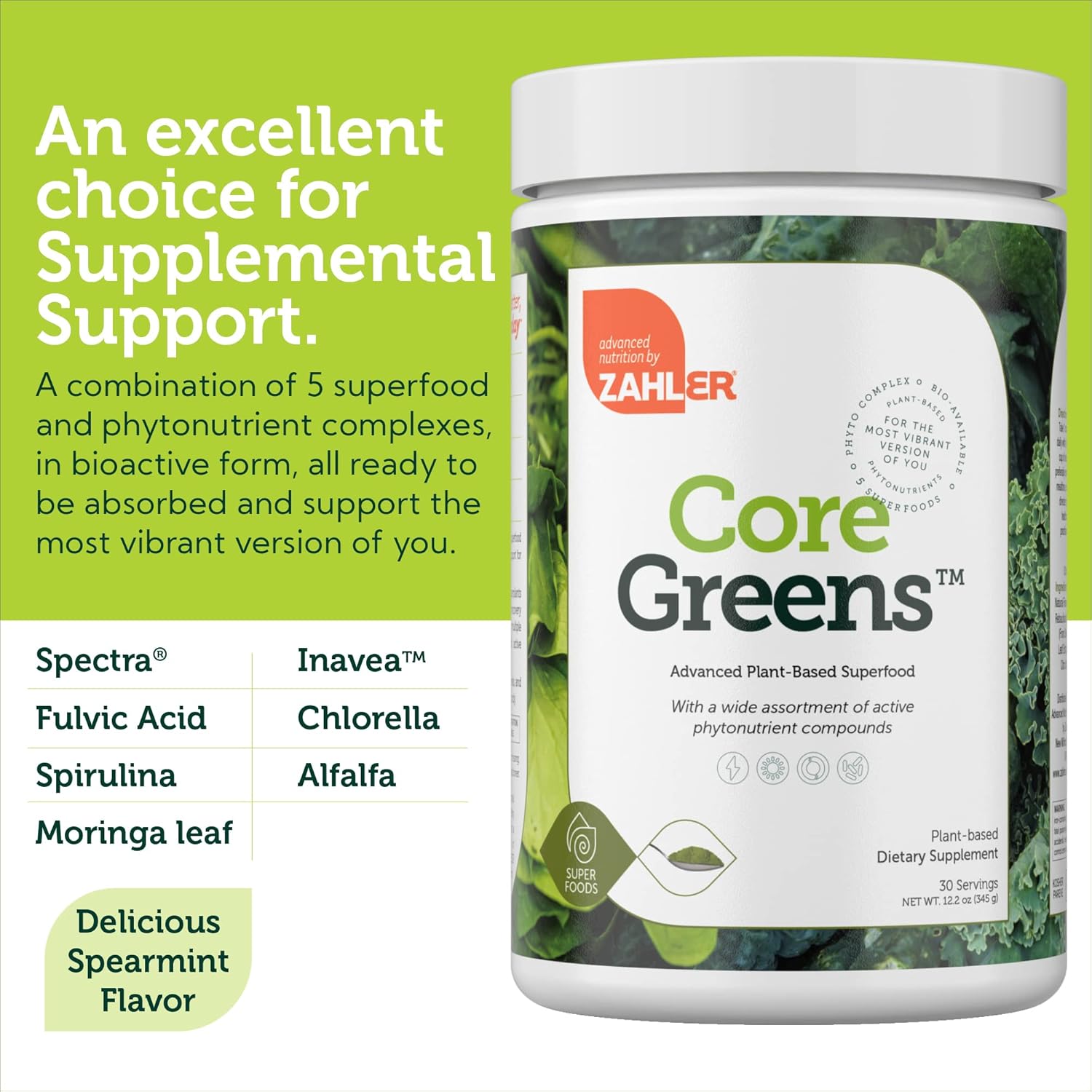 Zahler Core Greens Powder Nutrition Supplements -345g