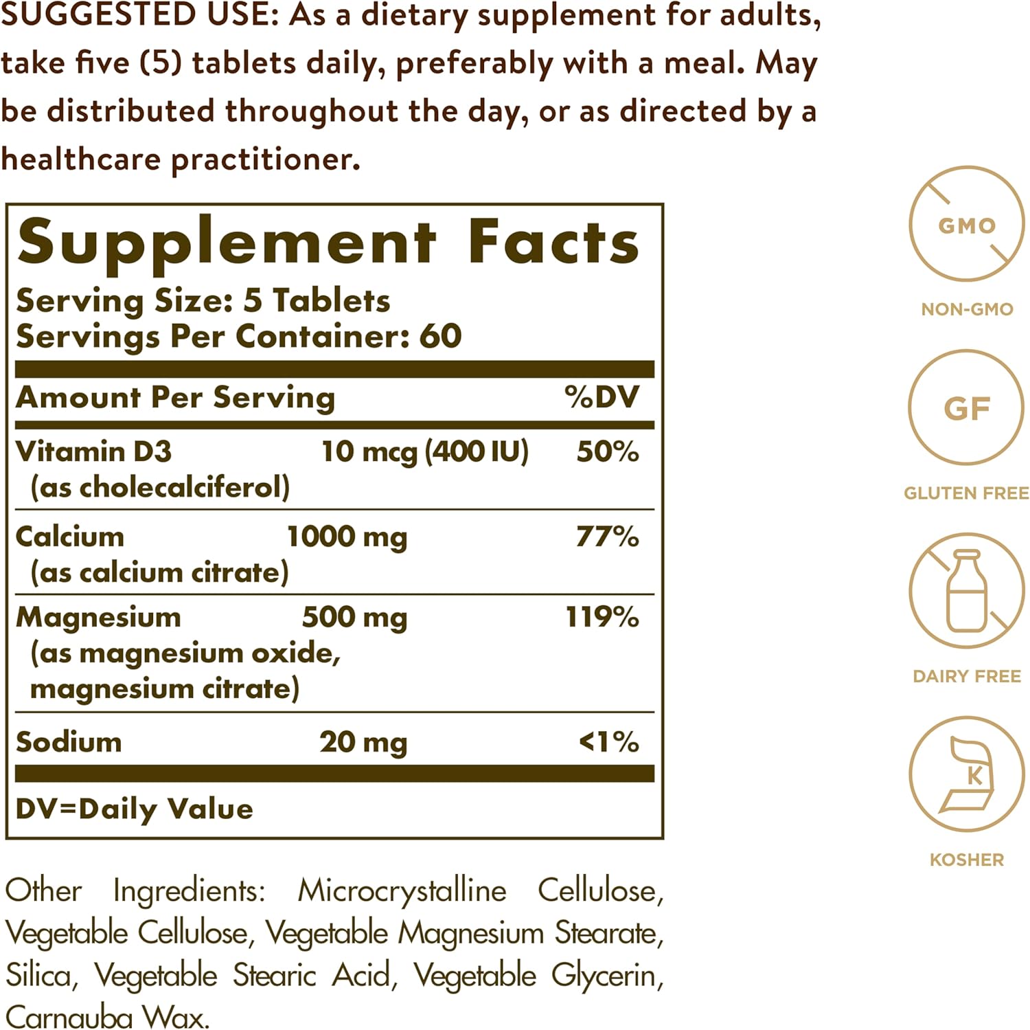 Solgar Calcium Magnesium with Vitamin D3, 300 Tablets - Promotes Healthy Bones, Supports Nerve & Muscle Function