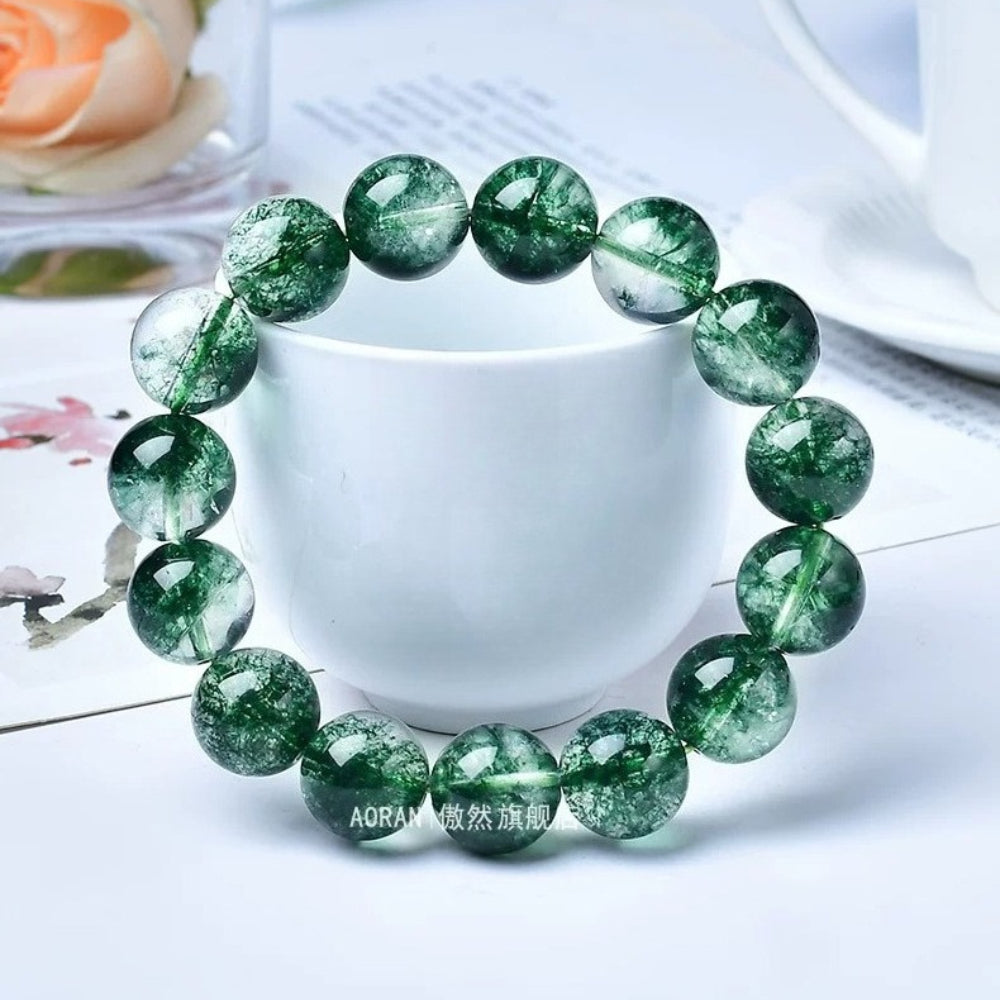 Natural Green Phantom Bracelet – Beads 6/8/10/12mm)