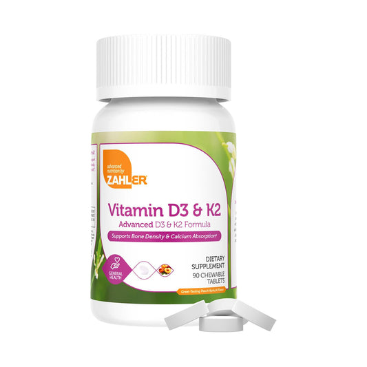 Zahler - Vitamin D3 & K2 Chewable Supplement (90 Count) for Calcium Absorption, Bone Density & Immune Support