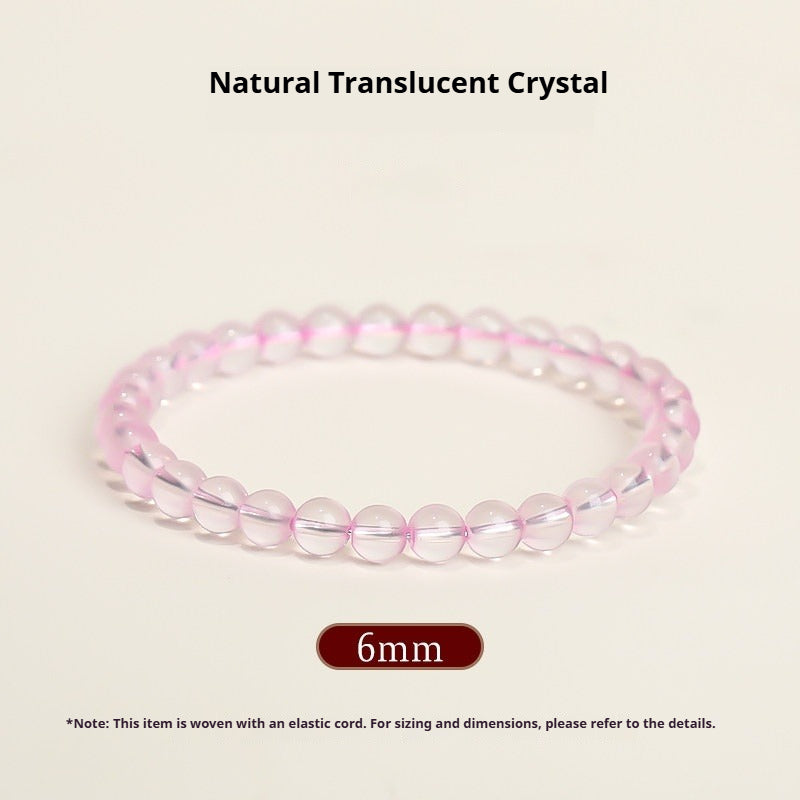 Natural Rose Quartz Bracelet – Pink Crystal Beaded Stretch Bangle for Friendship & Love (6/8/10/12mm) Natural translucent Pink Crystal 6MM