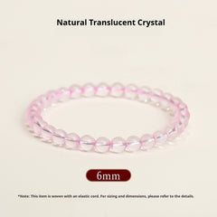 Natural Rose Quartz Bracelet – Pink Crystal Beaded Stretch Bangle for Friendship & Love (6/8/10/12mm) Natural translucent Pink Crystal 6MM