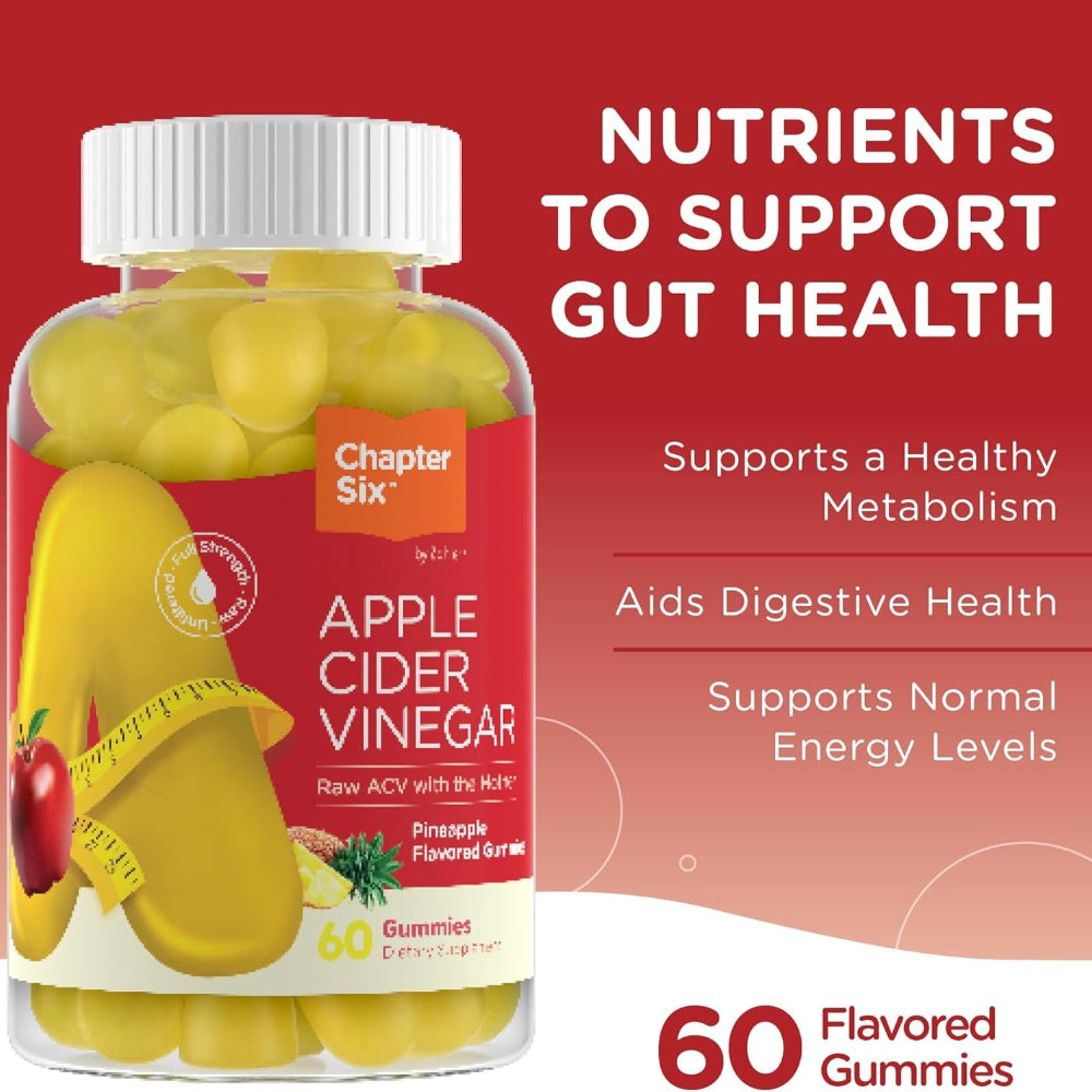 Zahler - Apple Cider Vinegar Gummies- Detox Support & Cleanse - Gut Health & Metabolism Support - 60 Pineapple Flavored Gummies.