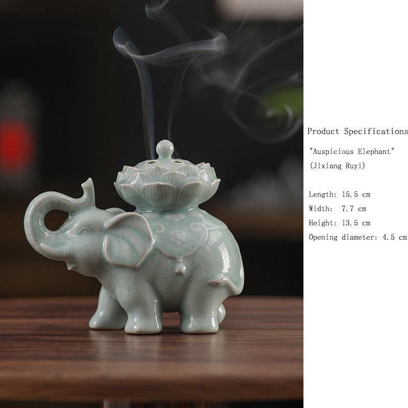 Ceramic Censer for Coil Incense – Song-Style Yue Ware & Ru Ware, Zen Tea Ceremony & Meditation Decor A Ru ware