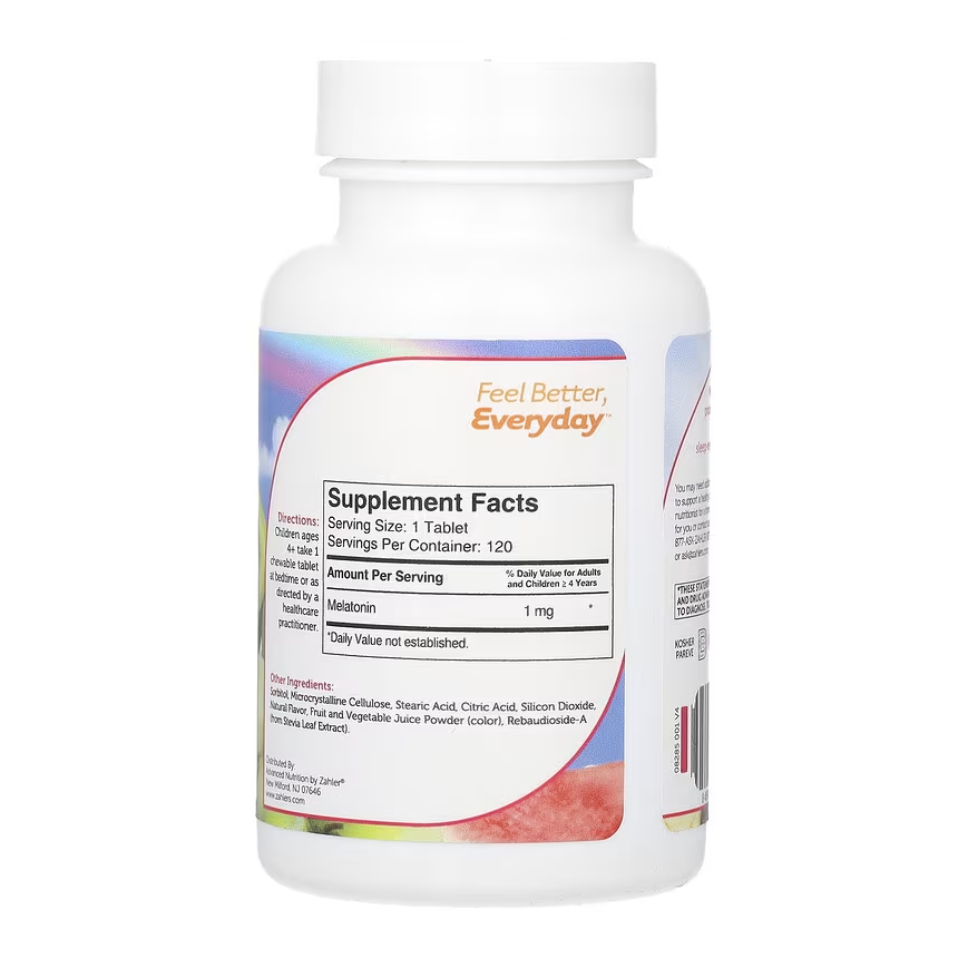 Zahler 1MG Children's Melatonin for Kids - Sleep Support and Quality Rest for Ages 4+ Delicious Natural Grape Flavor Childrens Melatonin 1 MG (120)