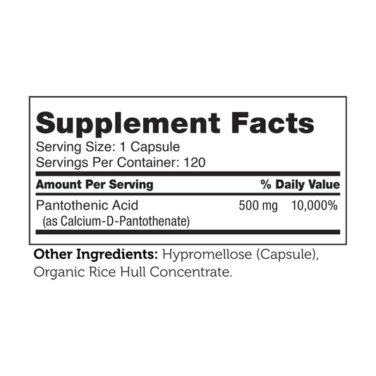Zahler Pantothenic Acid 120 Capsules