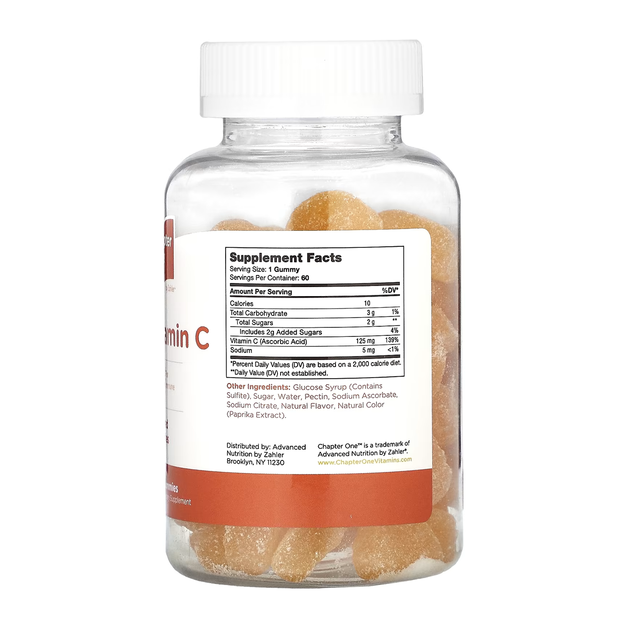 Zahler - Chapter One Vitamin C Gummies for Adults & Kids 125 mg, Certified Kosher (60 Flavored Gummies)