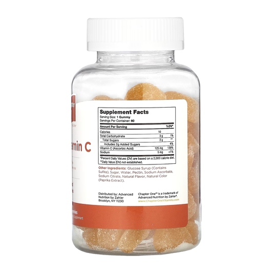 Zahler - Chapter One Vitamin C Gummies for Adults & Kids 125 mg, Certified Kosher (60 Flavored Gummies)