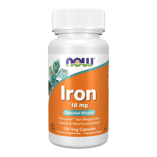 NOW Foods Supplements, Iron 18 mg, Non-Constipating*, Essential Mineral, 120 Veg Capsules