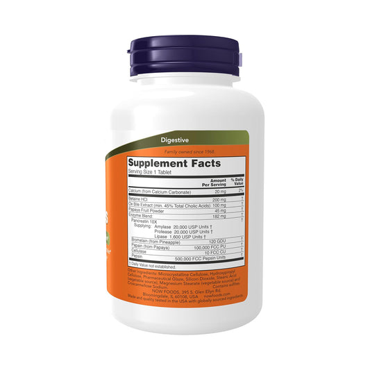 NOW Foods Supplements, Super Enzymes, Formulated with Bromelain, Ox Bile, Pancreatin and Papain, 180 Tablets