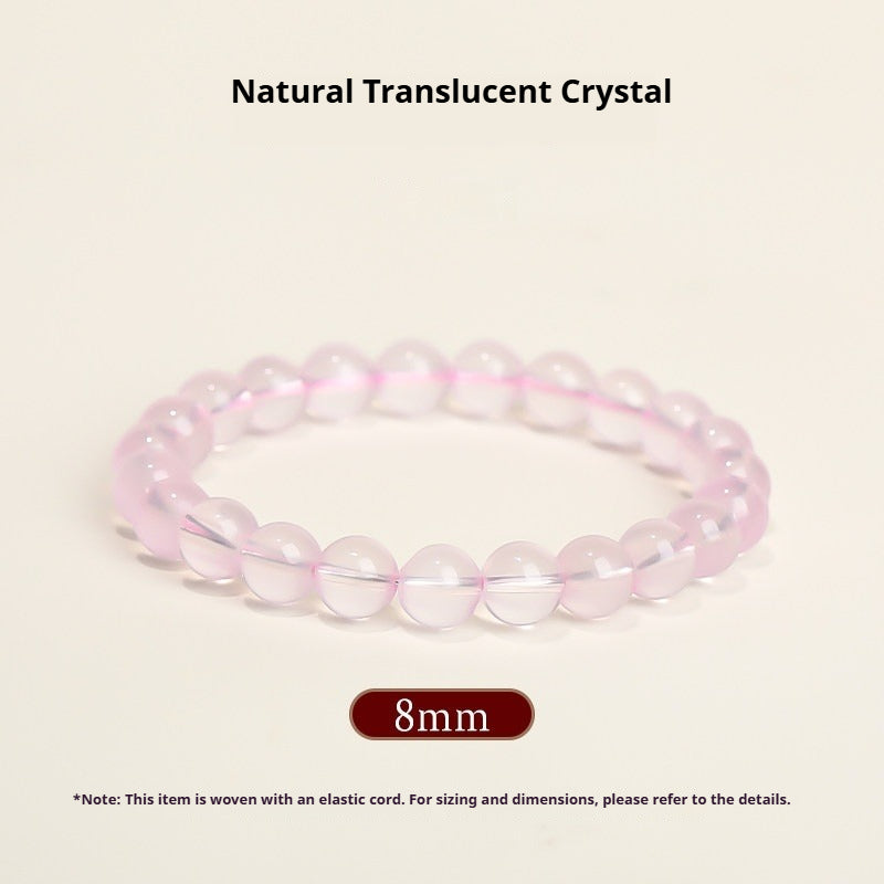Natural Rose Quartz Bracelet – Pink Crystal Beaded Stretch Bangle for Friendship & Love (6/8/10/12mm) Natural translucent Pink Crystal 8MM