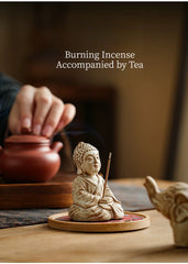 Buddha & Elephant Ceramic Incense Burner – Zen Stick/Coil Incense Holder, Tea Ceremony Decor & Meditation Gift