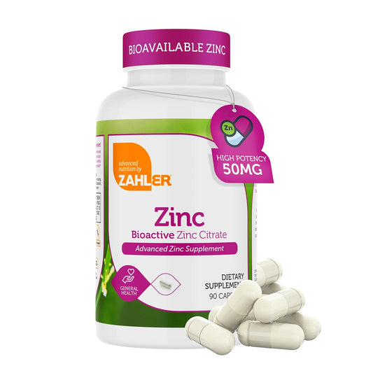 Zahler Zinc 50mg, Supports Immune and Antioxidant Protection, Certified Kosher, 90 Capsules