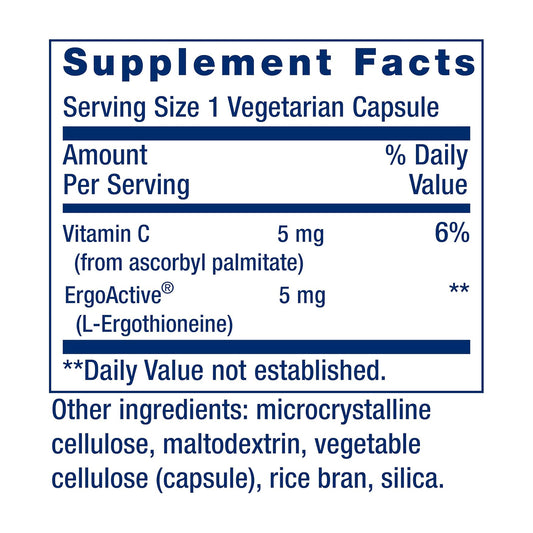Life Extension Essential Youth L-Ergothioneine – Promotes Longevity & Healthy Aging 5 mg – 30 Vegetarian Capsules