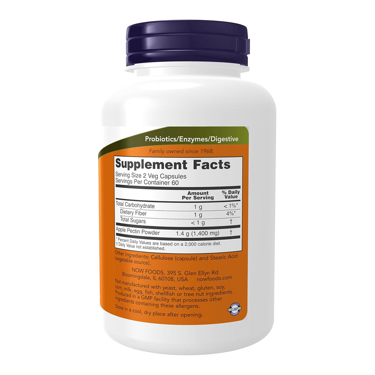 NOW Foods Supplements, Apple Pectin 700 mg, Dietary Fiber, Intestinal Support*, 120 Veg Capsules