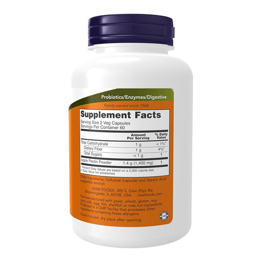 NOW Foods Supplements, Apple Pectin 700 mg, Dietary Fiber, Intestinal Support*, 120 Veg Capsules