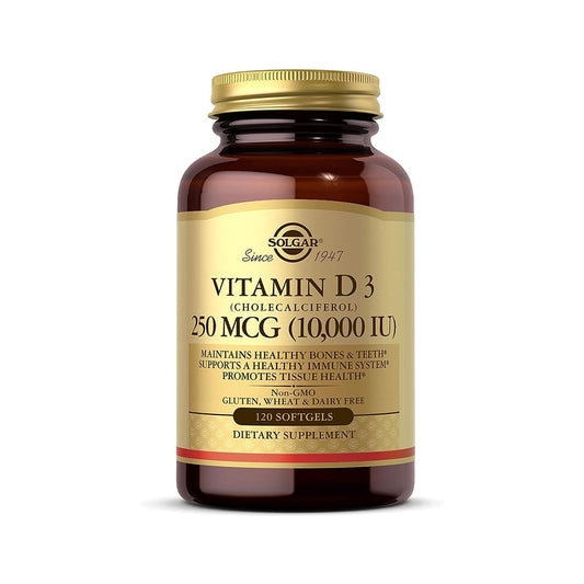 Solgar Vitamin D3 (Cholecalciferol) 250 MCG (10,000 IU), 120 Softgels - Helps Maintain Healthy Bones & Teeth - Immune System Support