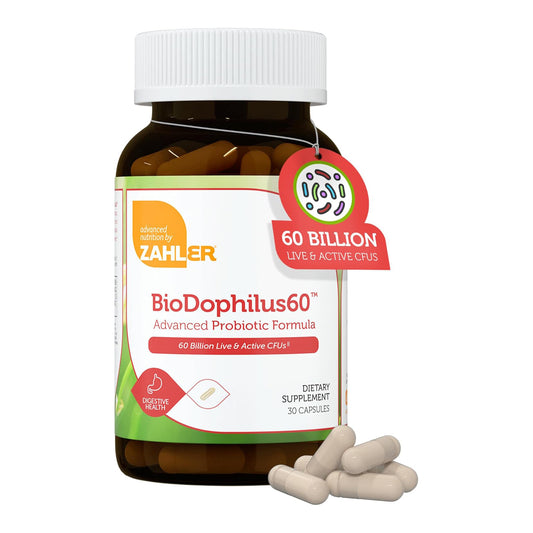 Zahler Biodophilus, 60 Billion Live Cultures Per Serving, Supports Digestive Health,Certified Kosher, 30 Capsules