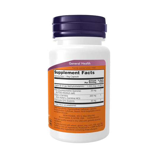 NOW Foods Supplements, PQQ Energy, Free Radical Scavenger*, Cognitive Support*, 30 Veg Capsules