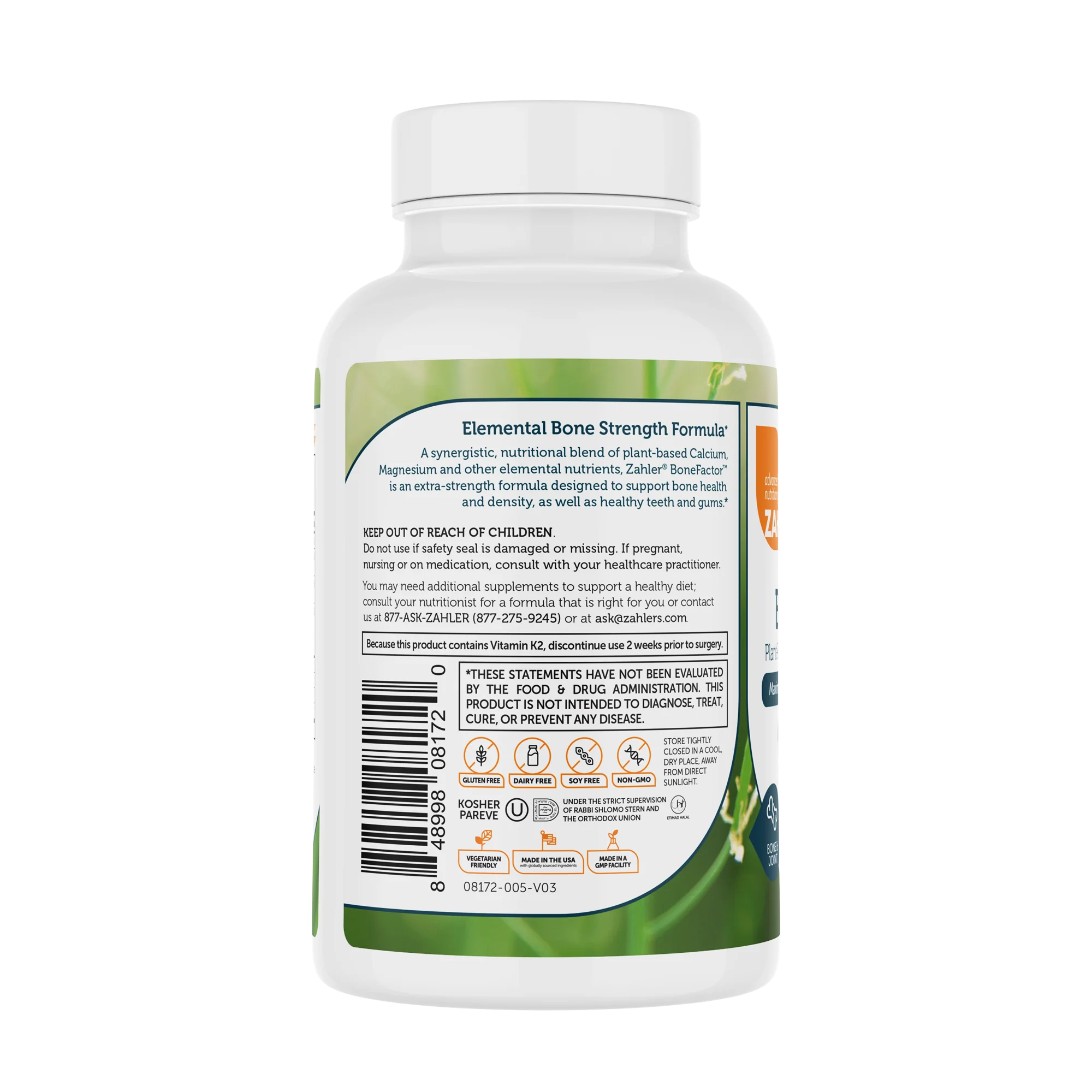 Zahler Bonefactor, Bone Strength Supplement containing Calcium, Vitamin D, Vitamin K and Magnesium, Certified Kosher, 120 Tablets