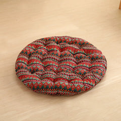 Cotton Linen Meditation Mat – Thick Foldable Floor Cushion for Yoga, Sitting, Balcony & Living Room Red wave