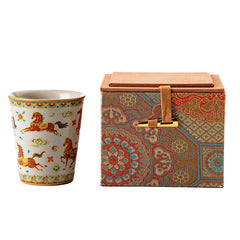 Ruyao Dunhuang Ceramic Tumbler – Large Personal Tea Cup, Premium Gift Box, 2 Styles