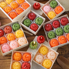 Pumpkin Scented Candle Gift Box – Faux Fruit Decor, Halloween & Thanksgiving Table Centerpiece