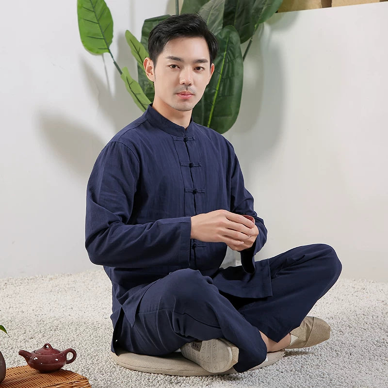 Zen Jushi Clothing – Cotton Linen Tai Chi & Yoga Outfit, Unisex Dharma / Tea Ceremony Suit