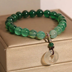 Natural Gradient Green Agate & Chalcedony Bracelet – Niche Design Safety Disc Beaded Bracelet, Elegant Gift