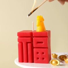 7-Color Fu Character Soy Wax Candles – Lucky Chinese Good Fortune Scented Candle Gift