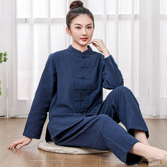 Xuanshan unisex lay suit tea suit cotton and linen wide-leg pants Chinese style Zen Chinese Tang style Zen suit set
